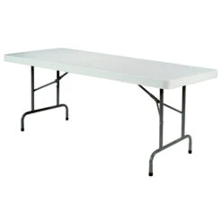 GSC Technologies Banquet Folding Table White Resin Top 72-in L X 30-in H