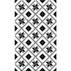 Hogar Studio Enzo Black And White Rectangular Mat 2-ft X 3-ft