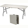 SuddenSolution 72-in X 30-in Steel Frame Cream And Mocha Folding Table