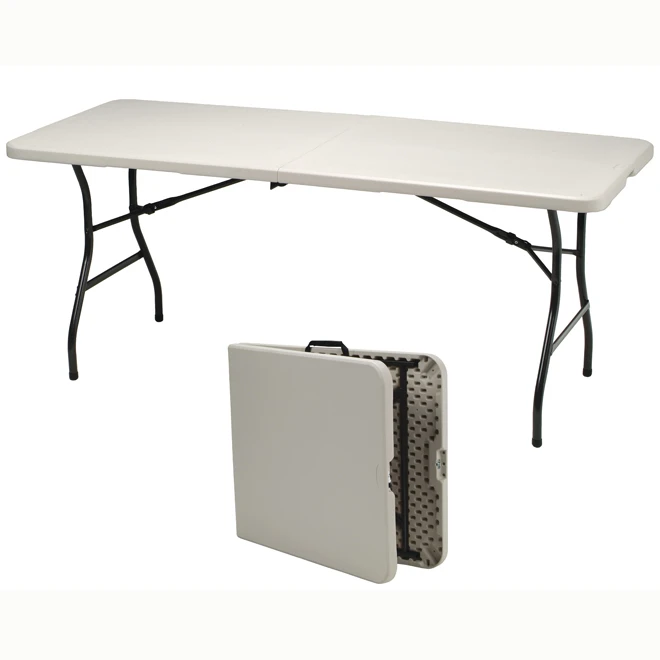 SuddenSolution 72-in X 30-in Steel Frame Cream And Mocha Folding Table 1 SuddenSolution 72-in X 30-in Steel Frame Cream And Mocha Folding Table