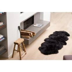 Natural By Lifestyle Brands 2-ft X 6-ft Black New Zealand Double Sheepskin Rug -Safavieh Shop 330003312 AlternateImageA2 l