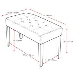 CorLiving Fresno 11-Lbs 19-In X 35-In X 15-In Black Leatherette 12-Panel Indoor Bench -Safavieh Shop 330004071 AlternateImage2 l
