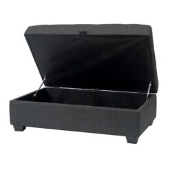 CorLiving Antonio 46-in X 28-in X 18-in Dark Grey Fabric Storage Ottoman -Safavieh Shop 330004132 AlternateImage1 l