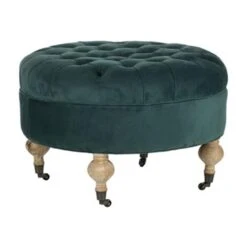 Safavieh Mercer Clara 18.30-in X 27.20-in Marine Velvet Round Velvet Ottoman 6 Safavieh Mercer Clara 18.30-in X 27.20-in Marine Velvet Round Velvet Ottoman -Safavieh Shop 330016147 MainImage 001 l