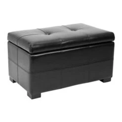 Safavieh Maiden Small Tufted Small 16.00-in X 29.00-in Black Linen Storage Bench -Safavieh Shop 330022181 MainImage 001 l