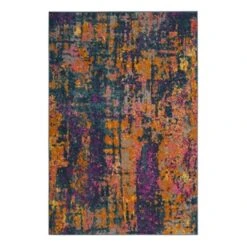 Safavieh Madison 8-ft X 10-ft Blue And Orange Indoor Rectangular Abstract Woven Area Rug