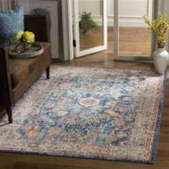 Safavieh Bristol 84-in X 84-in Blue And Light Grey Area Rug
