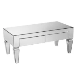 Southern Enterprises Darvo Matte Silver Trim Mirror Coffee Table
