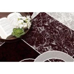 Rug Branch Modern Geometric Red Grey Indoor Runner Rug - 3x13