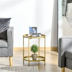 HomCom Gold Metal Round End Table 7 HomCom Gold Metal Round End Table -Safavieh Shop 330951234 AlternateImage1 l