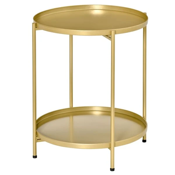HomCom Gold Metal Round End Table 5 HomCom Gold Metal Round End Table - Image 5