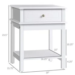 HomCom 23 1/2-in X 15 3/4-in Modern White MDF Nightstand With Drawer And Shelf -Safavieh Shop 330951298 AlternateImage2 l