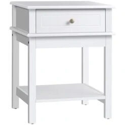 HomCom 23 1/2-in X 15 3/4-in Modern White MDF Nightstand With Drawer And Shelf -Safavieh Shop 330951298 MainImage 001 l