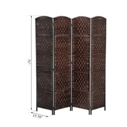 HomCom Brown Resin Wicker Foldable 4-Panel Indoor Privacy Screen 7 HomCom Brown Resin Wicker Foldable 4-Panel Indoor Privacy Screen -Safavieh Shop 330951300 AlternateImage2 l
