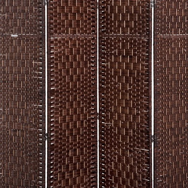 HomCom Brown Resin Wicker Foldable 4-Panel Indoor Privacy Screen 2 HomCom Brown Resin Wicker Foldable 4-Panel Indoor Privacy Screen - Image 2