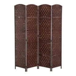 HomCom Brown Resin Wicker Foldable 4-Panel Indoor Privacy Screen 6 HomCom Brown Resin Wicker Foldable 4-Panel Indoor Privacy Screen -Safavieh Shop 330951300 MainImage 001 l