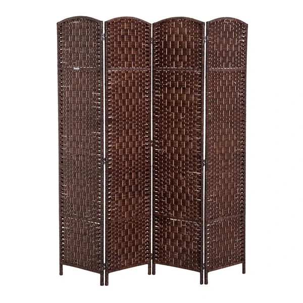 HomCom Brown Resin Wicker Foldable 4-Panel Indoor Privacy Screen 3 HomCom Brown Resin Wicker Foldable 4-Panel Indoor Privacy Screen - Image 3