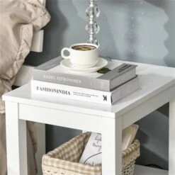 HomCom White Wood Rectangular End Table -Safavieh Shop 330951315 AlternateImage3 l