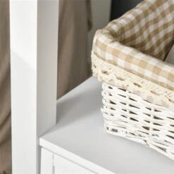 HomCom White Wood Rectangular End Table