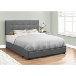 Monarch Specialties Dark Grey Linen Queen Upholstered Bed Integrated Storage 8 Monarch Specialties Dark Grey Linen Queen Upholstered Bed Integrated Storage -Safavieh Shop 330953448 AlternateImage1 l