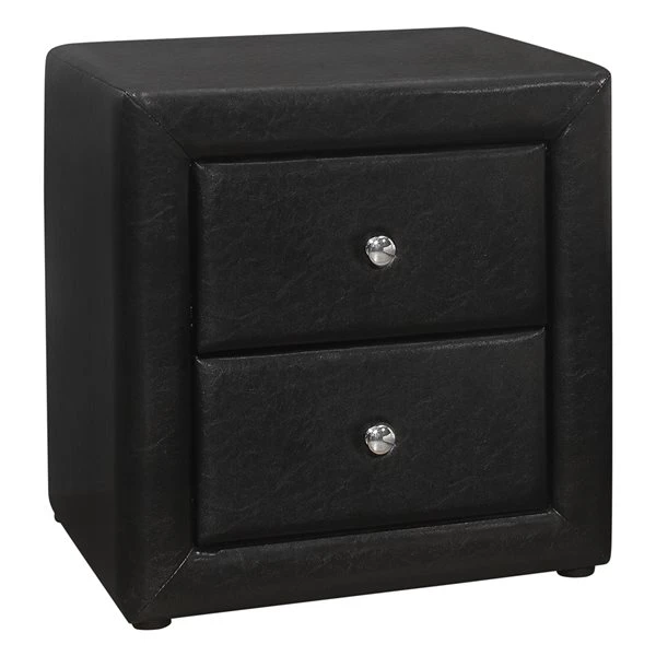 Monarch Specialties Leather Black Nightstand 2 Monarch Specialties Leather Black Nightstand - Image 2