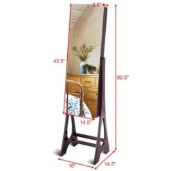 Costway Brown Floorstanding Jewelry Armoire With LED Light -Safavieh Shop 330962386 AlternateImage2 l