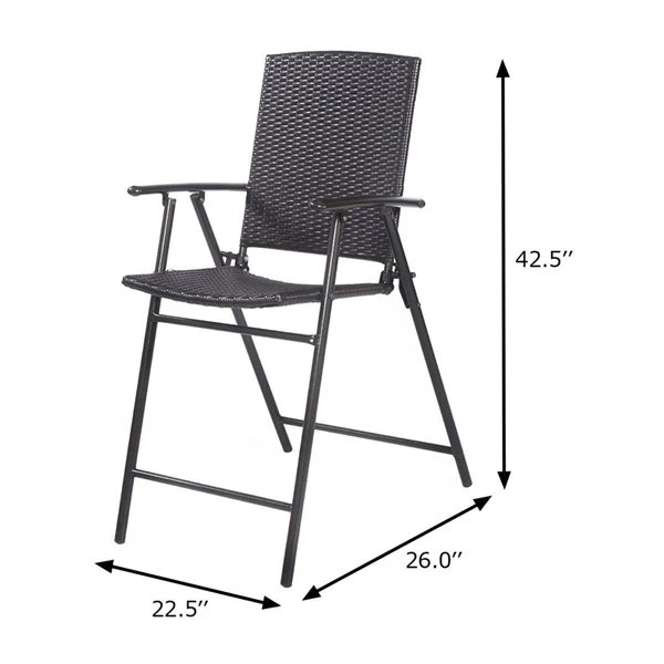 Costway Outdoor Brown Metal Solid Standard Folding Chair - Set Of 4 4 Costway Outdoor Brown Metal Solid Standard Folding Chair - Set Of 4 - Image 4