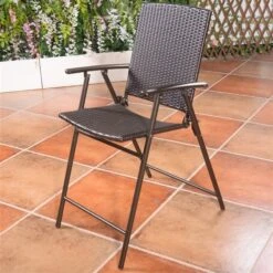 Costway Outdoor Brown Metal Solid Standard Folding Chair - Set Of 4 7 Costway Outdoor Brown Metal Solid Standard Folding Chair - Set Of 4 -Safavieh Shop 330972967 AlternateImage4 l