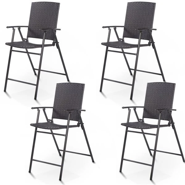 Costway Outdoor Brown Metal Solid Standard Folding Chair - Set Of 4 2 Costway Outdoor Brown Metal Solid Standard Folding Chair - Set Of 4 - Image 2
