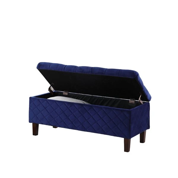 ORE International Modern Navy Blue Storage Bench 1 ORE International Modern Navy Blue Storage Bench