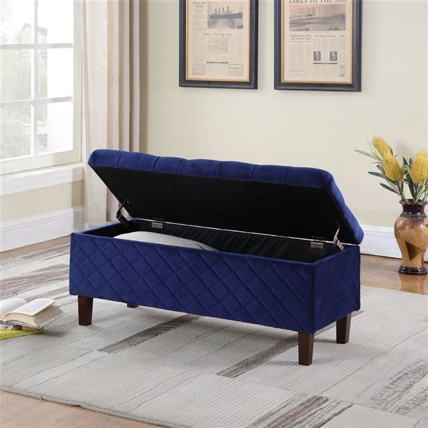 ORE International Modern Navy Blue Storage Bench 4 ORE International Modern Navy Blue Storage Bench - Image 4