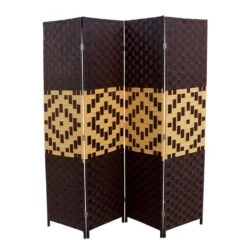 ORE International 4-Panel Espresso Folding Contemporary/Modern Style Paper Room Divider