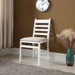 ORE International Indoor White Wood Upholstered Polyester Folding Chair -Safavieh Shop 330986848 AlternateImage2 l