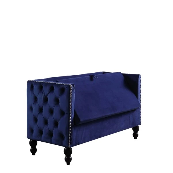 ORE International Modern Blue Polyester Loveseat 3 ORE International Modern Blue Polyester Loveseat - Image 3