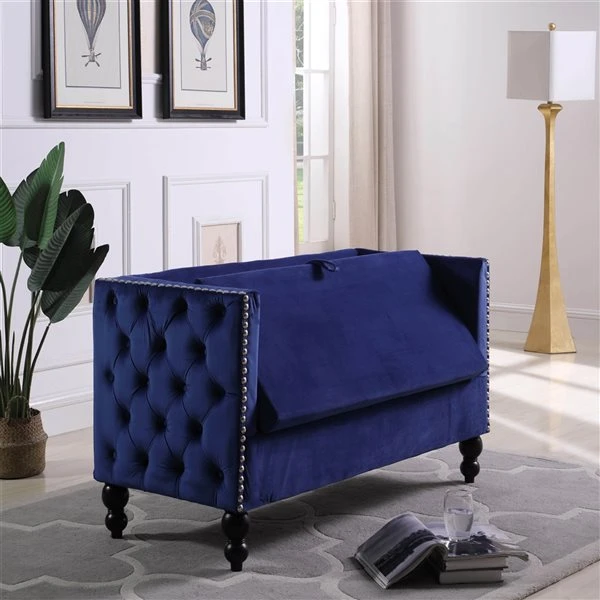ORE International Modern Blue Polyester Loveseat 5 ORE International Modern Blue Polyester Loveseat - Image 5