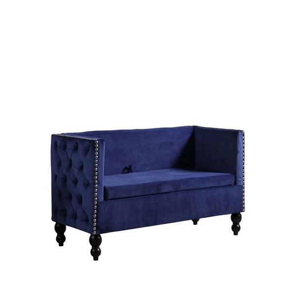 ORE International Modern Blue Polyester Loveseat 2 ORE International Modern Blue Polyester Loveseat - Image 2