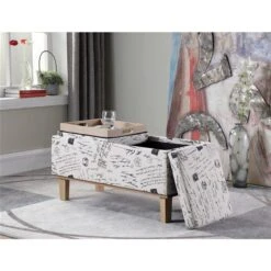 ORE International Beige Modern Storage Bench