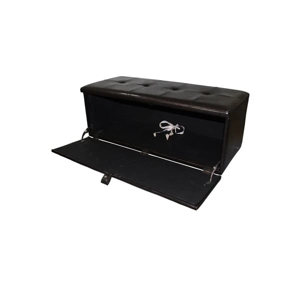 ORE International Modern Brown Faux Leather Storage Bench 2 ORE International Modern Brown Faux Leather Storage Bench - Image 2