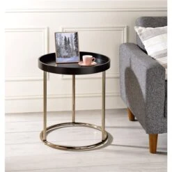 ORE International Edie Brown Wood Round End Table