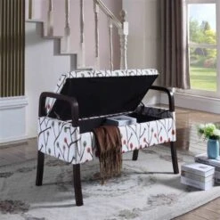 ORE International Mid-Century Modern White And Red Storage Bench -Safavieh Shop 330987164 AlternateImage3 l