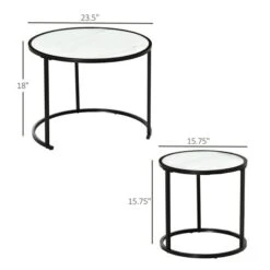 HomCom White MDF Nesting Table Set With Steel Frame - 2-Piece
