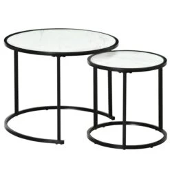 HomCom White MDF Nesting Table Set With Steel Frame - 2-Piece 9 HomCom White MDF Nesting Table Set With Steel Frame - 2-Piece -Safavieh Shop 330989456 MainImage 001 l