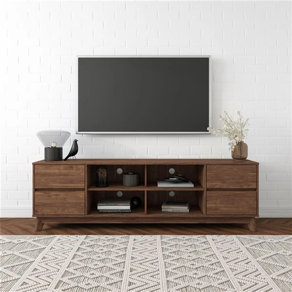 CorLiving Hollywood Brown Wood Grain TV Stand With Drawers For TVs Up To 85-in 4 CorLiving Hollywood Brown Wood Grain TV Stand With Drawers For TVs Up To 85-in - Image 4
