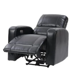 CorLiving Ophelia Black Faux Leather Quiet Motor Power Wall Hugger Recliner