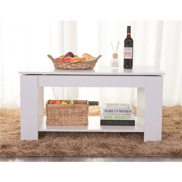 Basicwise White Rectangular Modern Wood Coffee Table 1 Basicwise White Rectangular Modern Wood Coffee Table