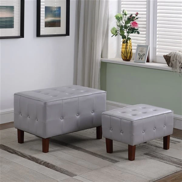 ORE International Modern Grey Nesting Ottoman - Set Of 2 2 ORE International Modern Grey Nesting Ottoman - Set Of 2 - Image 2
