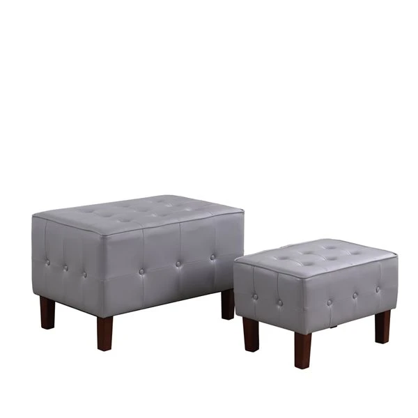 ORE International Modern Grey Nesting Ottoman - Set Of 2 4 ORE International Modern Grey Nesting Ottoman - Set Of 2 - Image 4