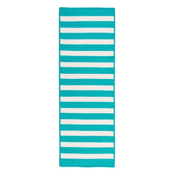 Colonial Mills Aniston Runner 2-ft X 10-ft Aqua Rectangular Indoor/Outdoor Stripe Farmhouse/Cottage Runner 2 Colonial Mills Aniston Runner 2-ft X 10-ft Aqua Rectangular Indoor/Outdoor Stripe Farmhouse/Cottage Runner - Image 2