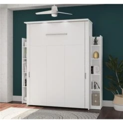 Bestar Lumina Queen Murphy Bed With 2 Shelving Units - White