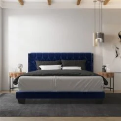 WHI Blue King Velvet Upholstered Bed 7 WHI Blue King Velvet Upholstered Bed -Safavieh Shop 331025315 AlternateImage1 l